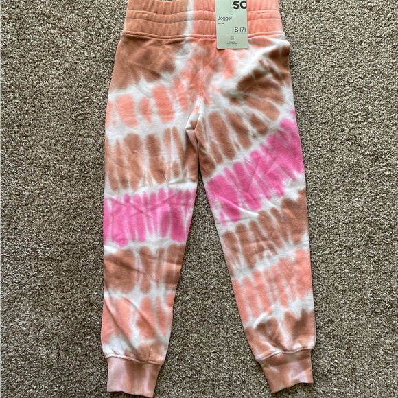 Girls Tie-Dye Pink Orange Brown Sweatpants Joggers - Picture 4 of 5